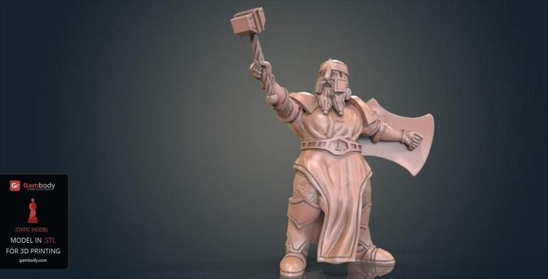 Dwarf Cleric Warrior 3D Printing Figurine | Static