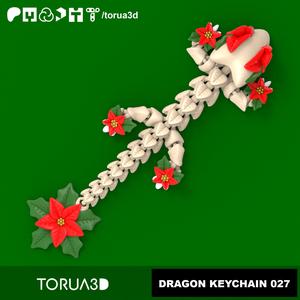 Articulated Dragon Keychain 027 – Christmas decoration – Print in place – No Supports – STL