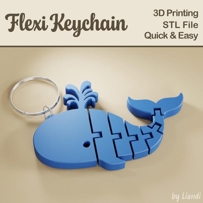 Flexi Whale STL Keychain - 3D Print File, Flexible Fidget Summer Keyring Bag Charm, Articulated, Digital Download for Commercial Use