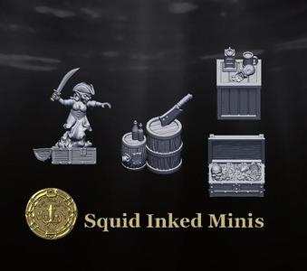 Pirate Treasure, Crates & Barrels w/ bonus ghost