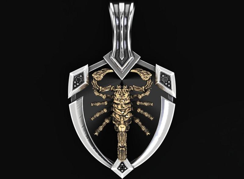 Stylish pendant shield and scorpion 505