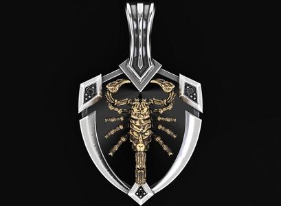 Stylish pendant shield and scorpion 505
