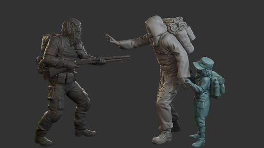 Post-Apocalyptic Male PAM2 Scene 3D Model Collection