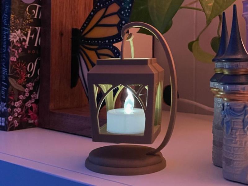 Hanging Lantern Tea Light Small on Book Shelf Desk