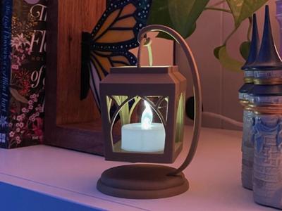 Hanging Lantern Tea Light Small on Book Shelf Desk
