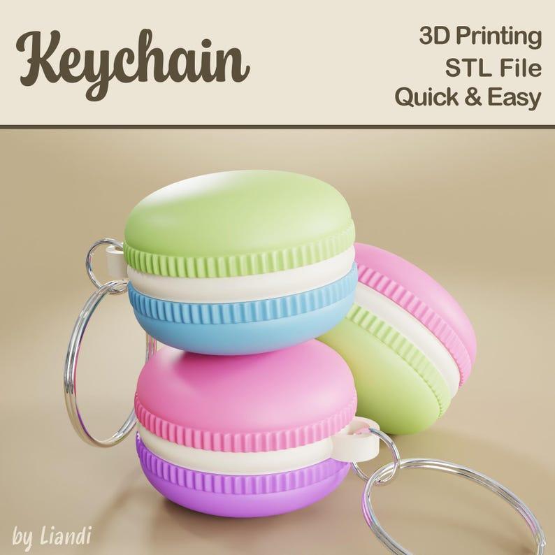 Macaron Keychain STL - 3D Print File, Fun and Colorful Keyring, Digital Download for Commercial Use
