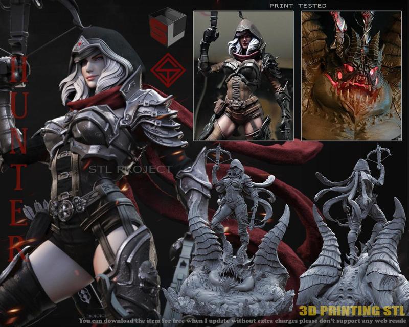 Hunter action figure of woman holding bow and arrow