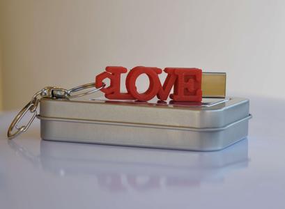 LOVE shaped usb flash drive case with keychain