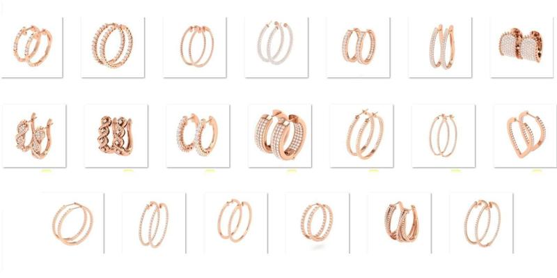 41 Hoops and Drops Earrings 3dm stl render  3D Model Collection