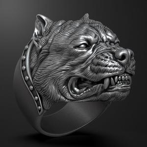 ring with angry pitbull head