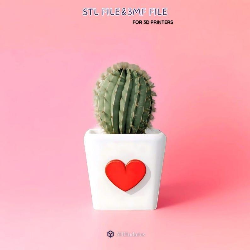Heart Cactus Planter 3D Print Stl File