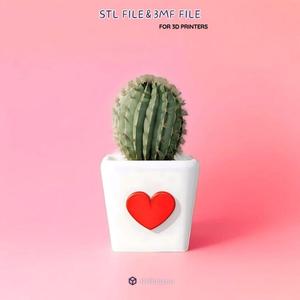 Heart Cactus Planter 3D Print Stl File