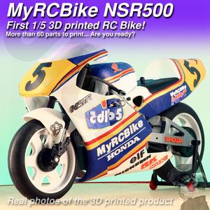 MyRCBike NSR500, First 1/5 3D printable RC Bike with 1/10 RC Car electronics