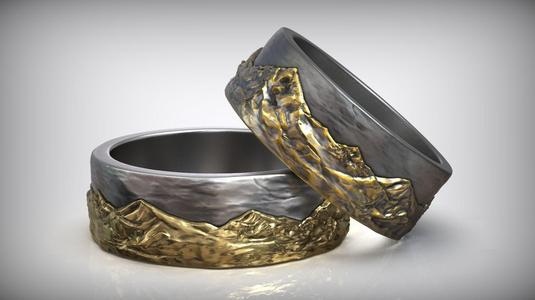 Sky Mountains Rock Nature Wedding Ring