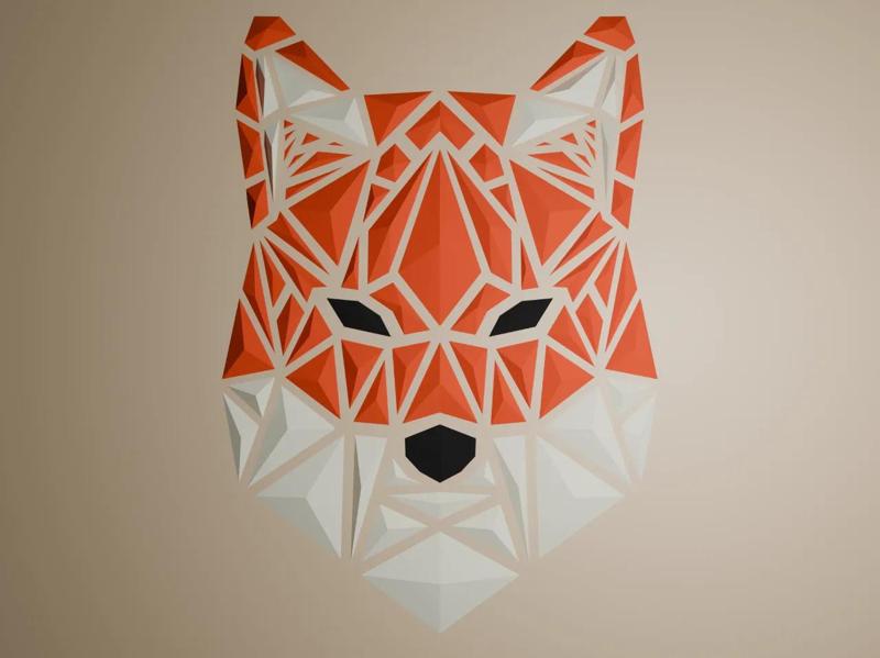 Geometric Fox – 3D Wall Art