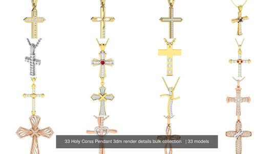 33 Holy Cross Pendant 3dm render details bulk collection