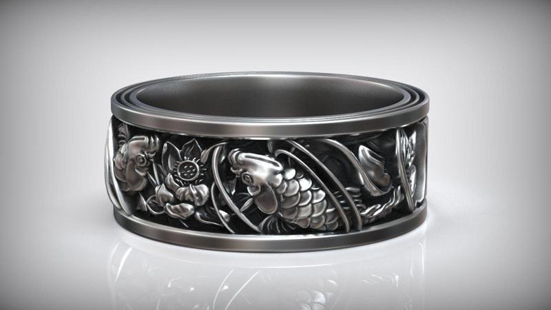 Japanese Carp Koi Fish Traditional Pattern Ring
