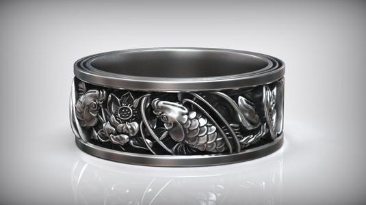 Japanese Carp Koi Fish Traditional Pattern Ring