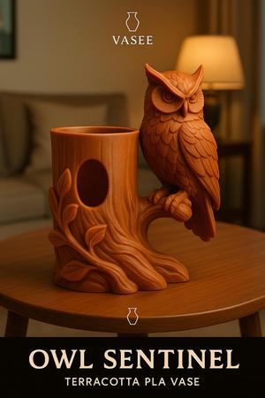 Vase Art – owl organizer pot with wise expression