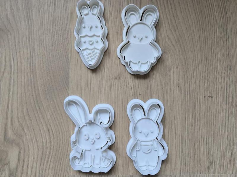 Cute Easter Bunny Cookie Cutter Playdoh Set Stamp