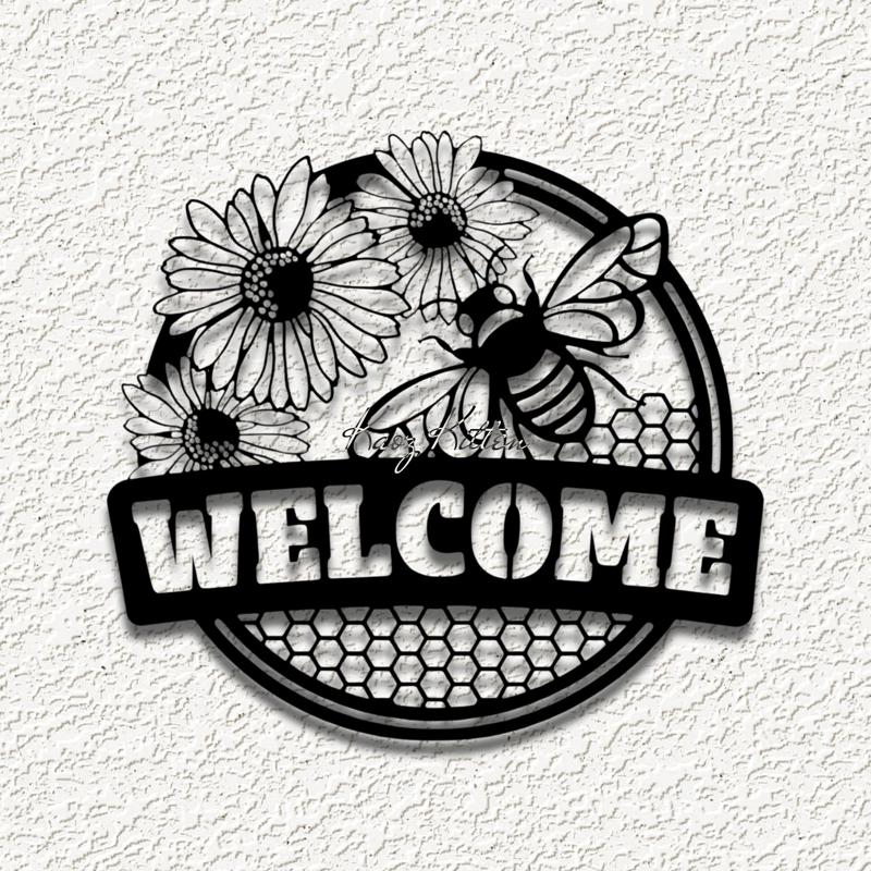 welcome honey bee hone wall art home decorb.stl