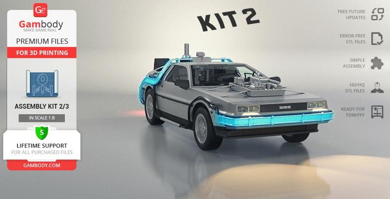 DeLorean 3D Printing Model | Assembly Kit 2: Engines, Mr Fusion, Active Suspension