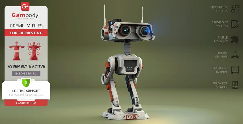 BD-1 Droid STL Files for 3D Printing | Assembly Model + Action