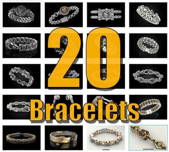 20 Bracelet for a real biker 3D Model Collection