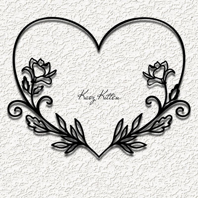 heart frame 2 flowers wall art home decor