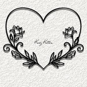 heart frame 2 flowers wall art home decor