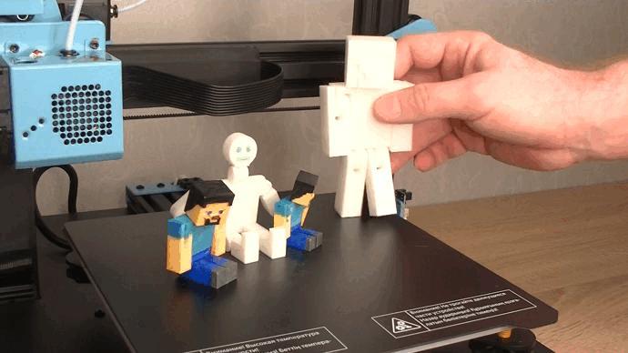 Minecraft Steve, articulated, print-in-place (no assembly), no supports