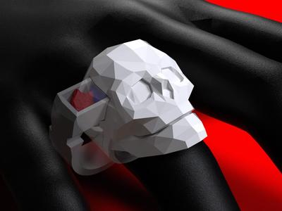 Low-Poly Skull Ring Pill Box