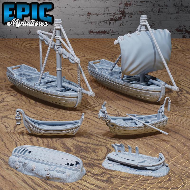 Harbor Boats / Water Crew Transporter / Fisher Boat Items / Humanoid Construction / Sailing Vessel / Sea Warship / Warboat / Ocean Dungeon Area Decoration