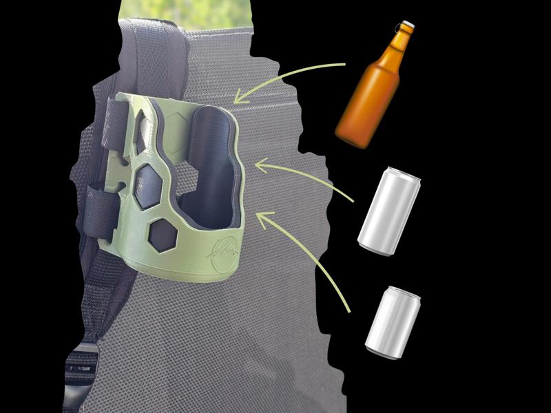 Bottle holder cup holder for backpack chest strap