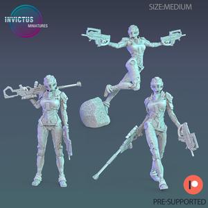 Netrunner Girl Set / War Device Hacker / City Officer / Cyberpunk Warrior / Alien Soldier / Mysterious Colonist / Space Assasin / Cosmic Invasion / Trooper Attack / Human Settler / Sci-Fi Encounter