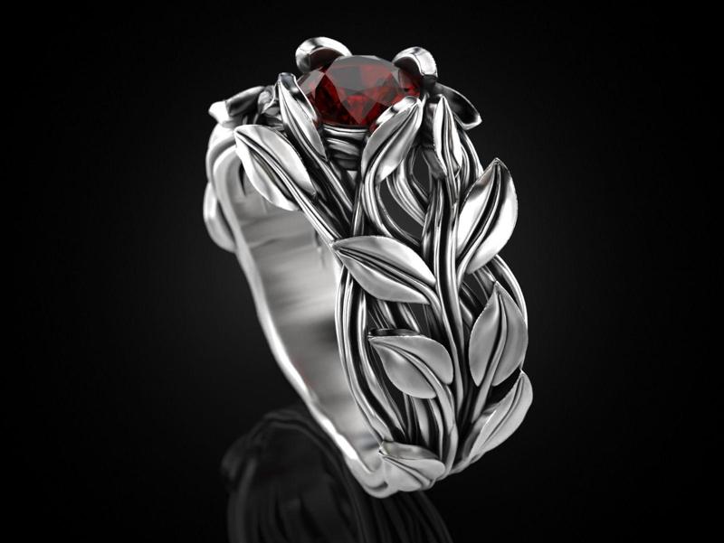 Tree Branch Ring with Gemstone