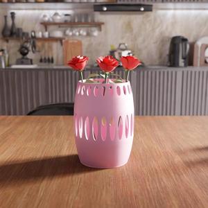 3D Cylinder Wireframe Desk Vase Stl File - Small Vase, Indoor Vase, Stl File 3D Printing, Vases, Ready to Print, Home Decor