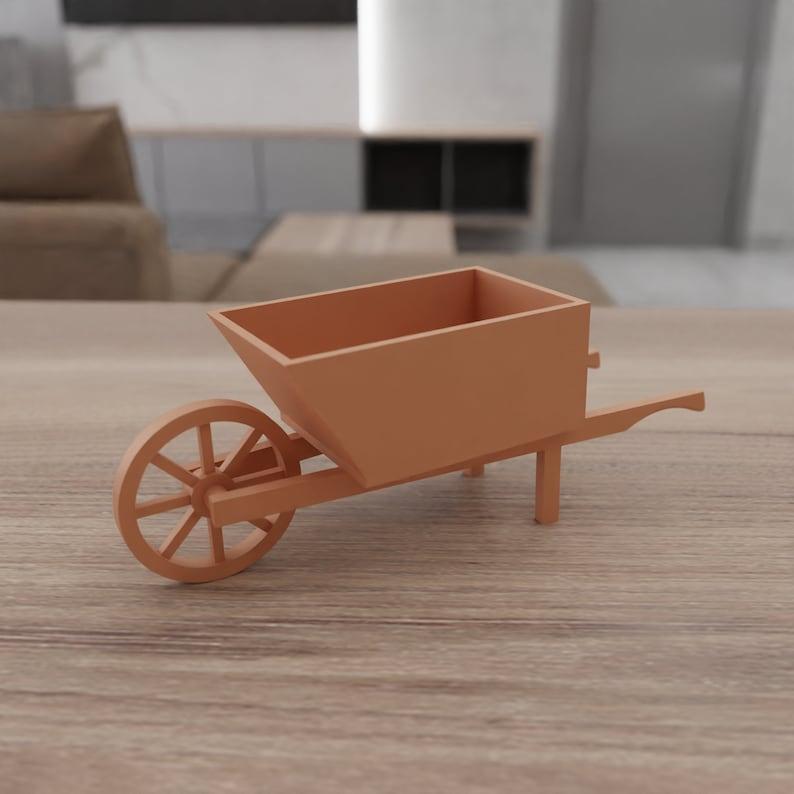 3D Wheelbarrow Decoration as Stl File and Ready to Print & 3D Printing, 3D Printed Decor, Wheel, Gift for Dad, Desk Planter, Unique Planter