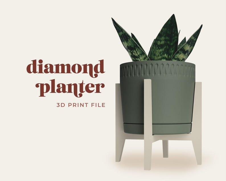 Diamond Planter with Legs 3D Print File