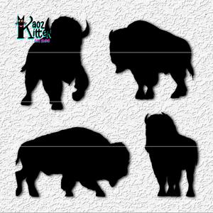 Pack of 4 Buffalo Silohuettes wall art Football wildlife decor