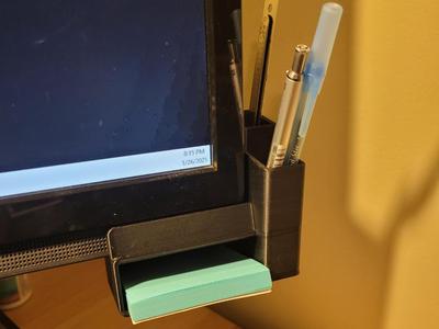 Under Monitor Pen and Note Pad Holder with Drawers