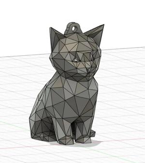 Cute Low Poly Cat – Keychain