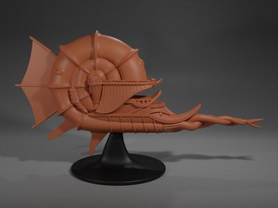 Nautiloid Large PresuppoIllithid Nautiloid Miniature Mind Flayer Spelljammer Ship from DnDrted.stl