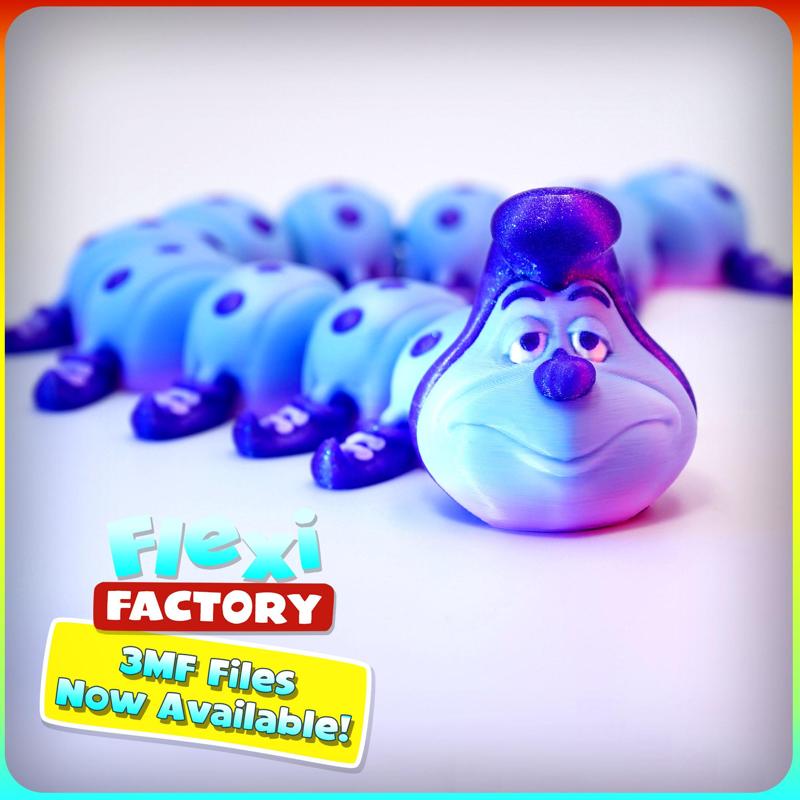 CUTE FLEXI PRINT-IN-PLACE Caterpillar with 3MF Included!