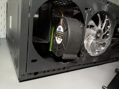 Shroud for AMD Instinct MI50 workstation GPU and BA10033B12H BBQ blower fan