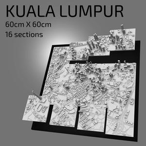 3D Kuala Lumpur | Digital Files | 3D STL File | Kuala Lumpur 3D Map | 3D City Art | 3D Printed Landmark | Kuala Lumpur Skyline | 3D Art