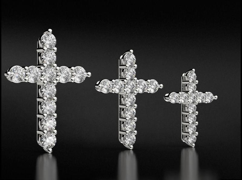 Cross with Diamonds of various sizes 756