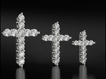 Cross with Diamonds of various sizes 756