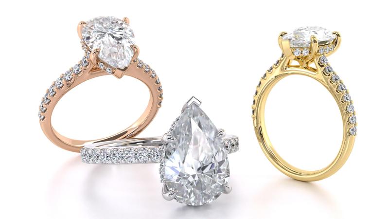 Pear Cut Hidden Halo Engagement Ring