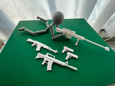 Matchstick Man Weapon Accessories—Desert Eagle, M4, AK-47, Barrett